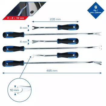 Brilliant Tools BT511045 6 dalių įdėklų ištraukimo rinkinys automobilių apdailos klipams
