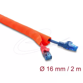 Savaime užsifiksuojantis kabelių apsauginis gofras DELOCK 2 m × 16 mm oranžinis