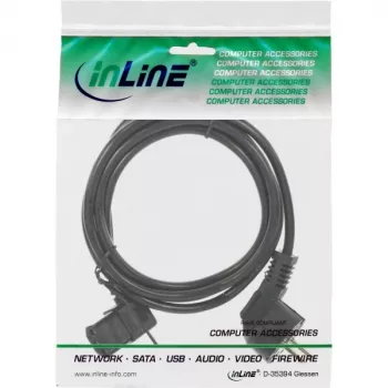 InLine maitinimo laidas, CEE 7/7 kampuotas / 3 kontaktų IEC C13 kairėn kampuotas, juodas, 1,8 m