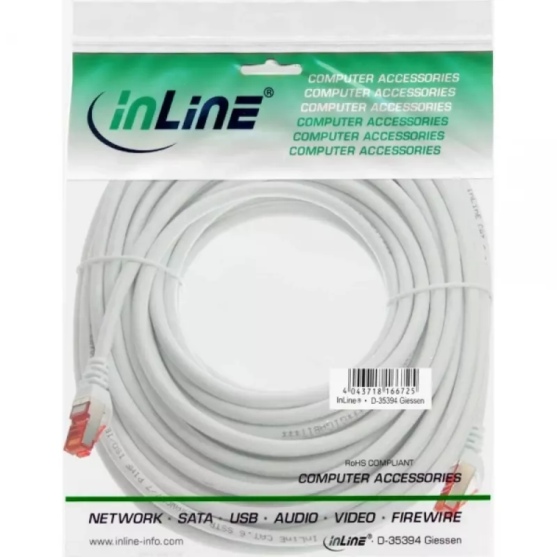 InLine Patch Laidas S/FTP PiMF Cat.6 250MHz PVC varis baltas 30m