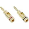 Gnybtas (bananinis kištukas) InLine metalinis auksuotas, 1x raudonas + 1x juodas