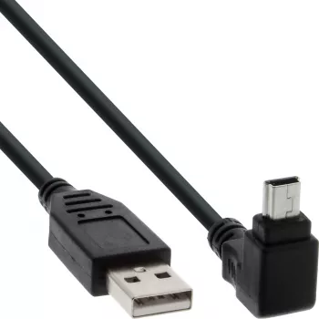 InLine USB A (vyriškas) / Mini 5 kontaktų (vyriškas) 90° kampinis, juodas, 0,5 m