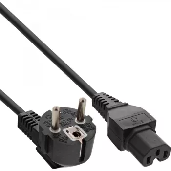 InLine maitinimo laidas, CEE7/7 kampuotas į C15 tiesų, 3 x 1 mm², juodas, 3 m