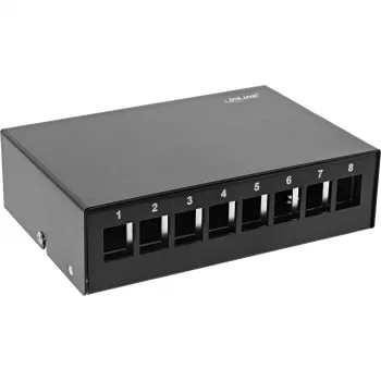 InLine Desktop Consolidation Point Box 8x Keystone RJ45, metalinis, juodas RAL9005
