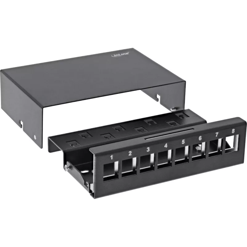 InLine Desktop Consolidation Point Box 8x Keystone RJ45, metalinis, juodas RAL9005