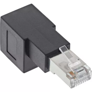 InLine Cat.6A pataisos laido adapteris, RJ45 kištukas / lizdas, 90° kampu žemyn