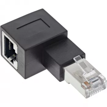 InLine adapteris patch laidai Cat.6A, RJ45 kištukas / lizdas, 90° kampu į kairę