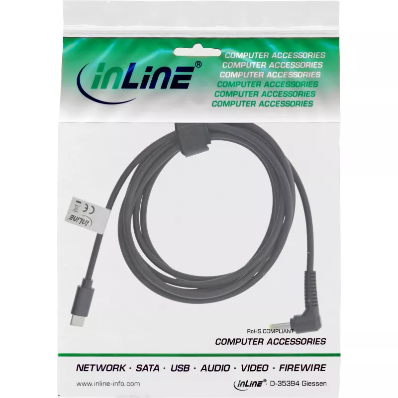 InLine USB-C į BenQ/ASUS nešiojamojo kompiuterio įkrovimo laidas (apvalus/mažas), 2 m