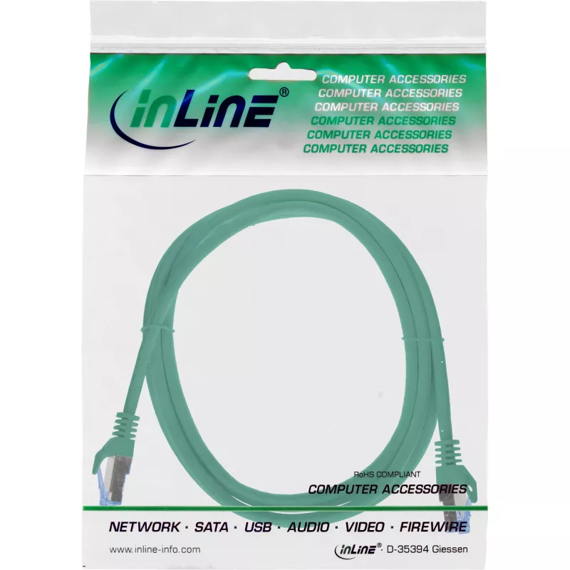 InLine 72633G tinklo laidas Žalias 0.3 m Cat6a S/FTP (S-STP)