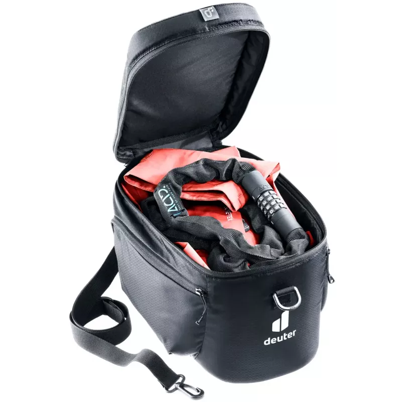 Dviratis bagažinės krepšys DEUTER Rack Bag 10 – galinis tvirtinimas, 10 L, audinys, 180×310×220 mm, juoda