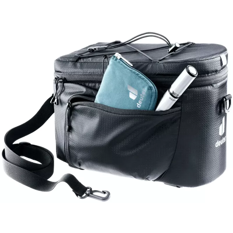 Dviratis bagažinės krepšys DEUTER Rack Bag 10 – galinis tvirtinimas, 10 L, audinys, 180×310×220 mm, juoda