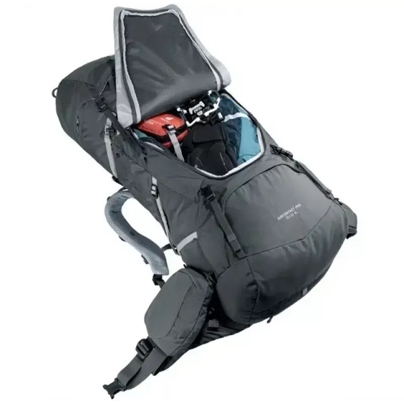 Kuprinė DEUTER Aircontact Pro 75+10 SL Moteriška — 75+10 L, SL pritaikymas, Graphite, 2,88 kg, Nailonas