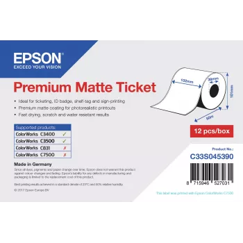 Epson Premium Matte Ticket ritinys 102mm x 50m, matinis, 107 g/m², 1 vnt.