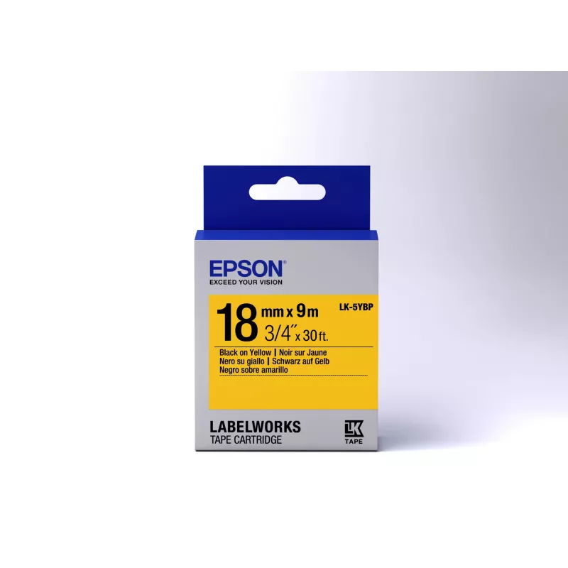 Epson kasetė etiketėms Pastel LK-5YBP juoda/geltona 18mm (9m)