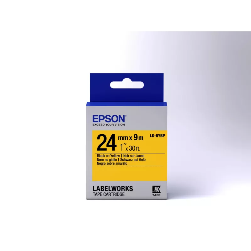 Epson LK-6YBP pastelinė etikečių kasetė juoda/geltona 24mm (9m)