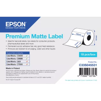 Epson Premium Matte Label - Die-cut Roll: 102 mm x 51 mm, 650 etikečių