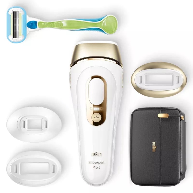 Braun Silk-expert Pro 5 PL5243 Intensyvi impulsinė šviesa (IPL) Auksinė, Balta