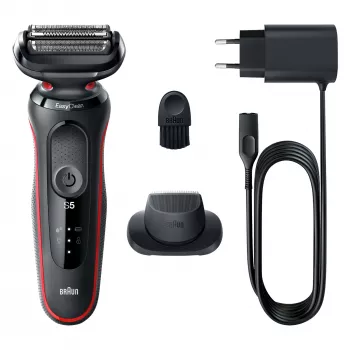Braun Series 5 51-R1200S vyriškas skustuvas Folijinis skustuvas Trimeris Juoda, Raudona