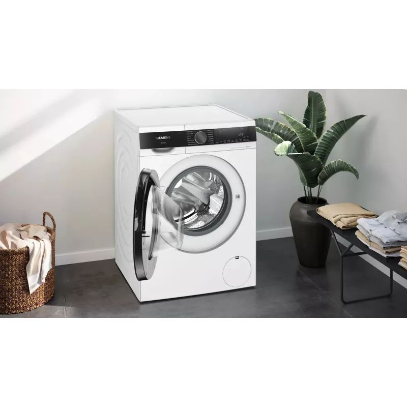 Siemens iQ500 WG44G2Z22 Skalbimo mašina, priekinis pakrovimas, 9 kg, 1351 aps./min., juoda, balta
