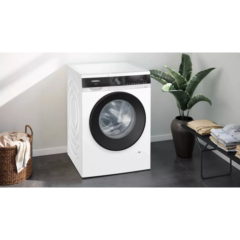 Siemens iQ500 WG44G2Z22 Skalbimo mašina, priekinis pakrovimas, 9 kg, 1351 aps./min., juoda, balta