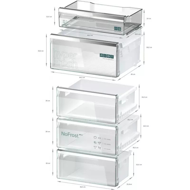 Šaldytuvas-šaldiklis Siemens iQ500 KG39NAIAU laisvai pastatomas 363 L šlifuotas plienas