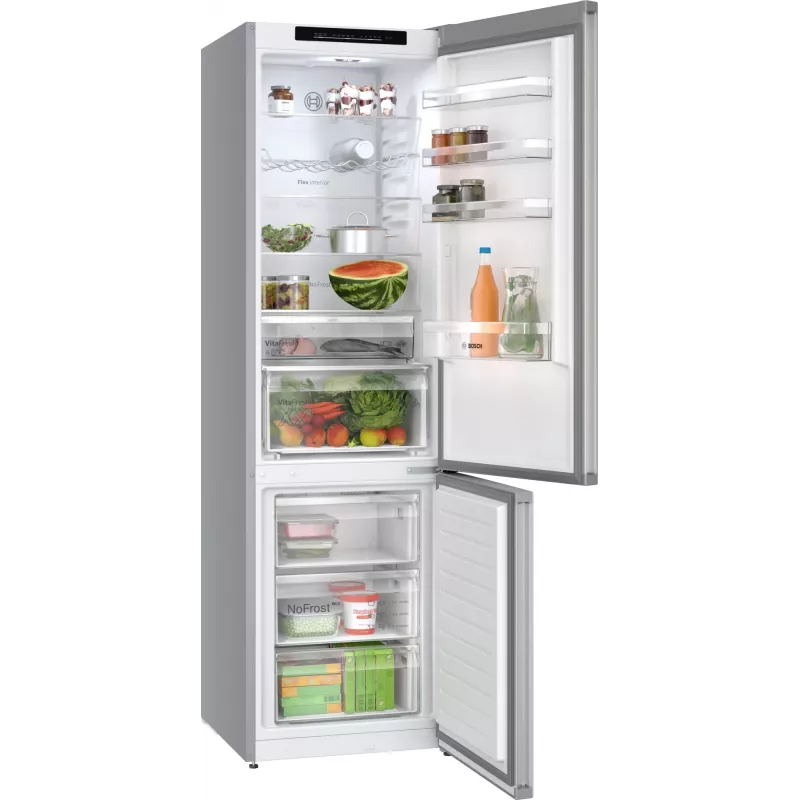 Bosch Serie 4 KGN392LAG šaldytuvas-šaldiklis laisvai pastatomas 363 L Metalinis