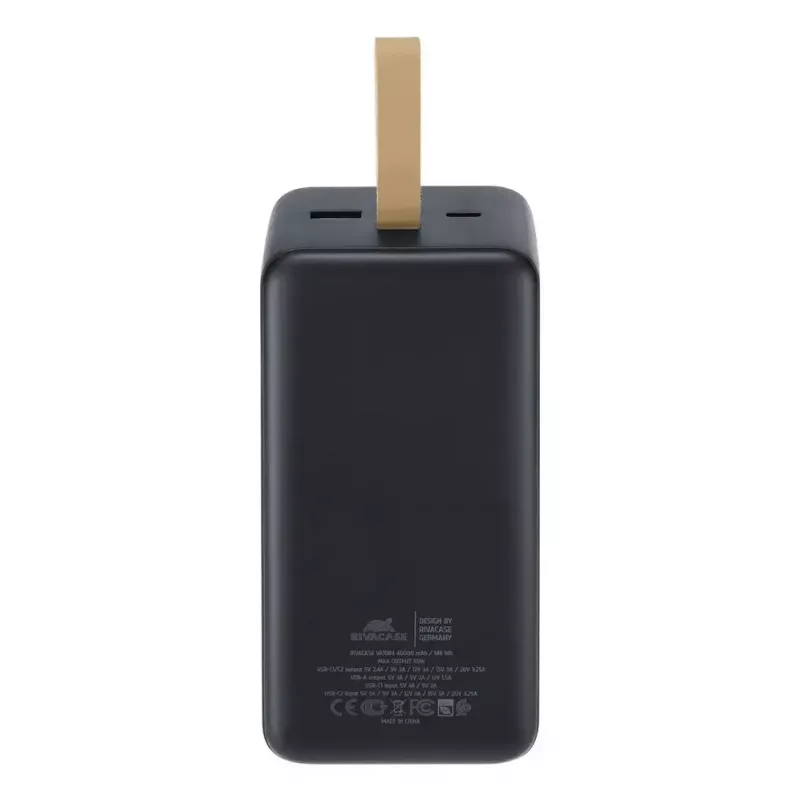 Power bank Rivacase VA1084 LiPolimerinis 40000 mAh, Quick Charge 3.0, 2× USB-C + 1× USB-A, Juodas