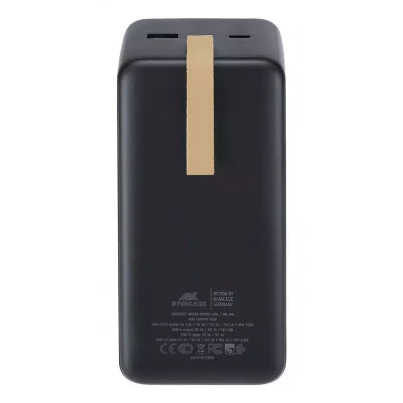Power bank Rivacase VA1084 LiPolimerinis 40000 mAh, Quick Charge 3.0, 2× USB-C + 1× USB-A, Juodas