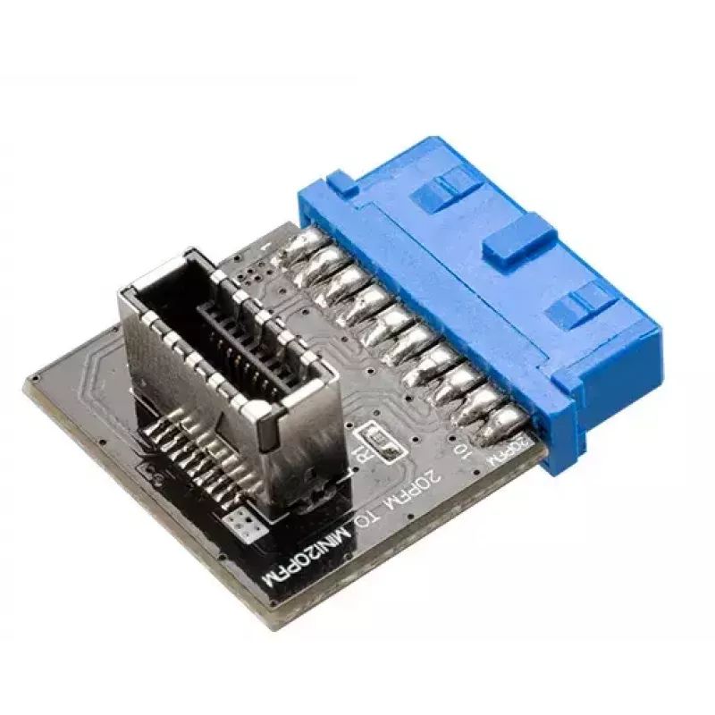 Lyties keitiklis Akasa AK-CBUB51-BK USB 3.0 19-pin į USB 3.1 A mėlynas