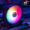 Oro aušintuvas AEROCOOL Rave 3 FRGB 120 mm Juoda Balta — 4 šilumos vamzdeliai, ARGB, hidraulinis guolis, 1800 RPM