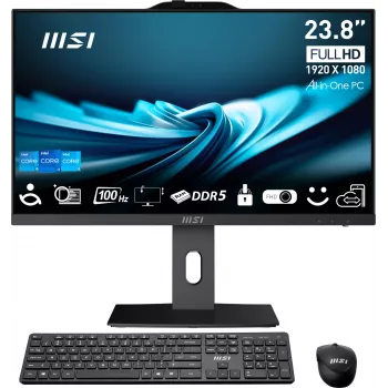 MSI Pro AP242P 14M-649XEU „viskas viename“ kompiuteris, 23,8 colio, Full HD, Intel Core i5-14400, 16 GB DDR5, 512 GB SSD, Wi-Fi 6E, juodas