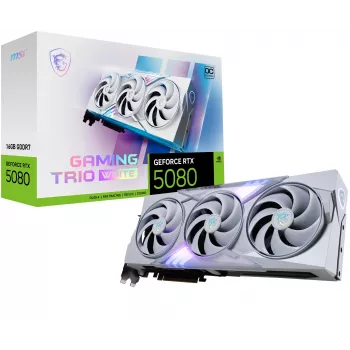 Vaizdo plokštė MSI GeForce RTX 5080 16 GB GDDR7, PCIe 5.0, 256 bitų, 3xDP 2.1a + HDMI 2.1b, 360 W, 3 ventiliatoriai, balta