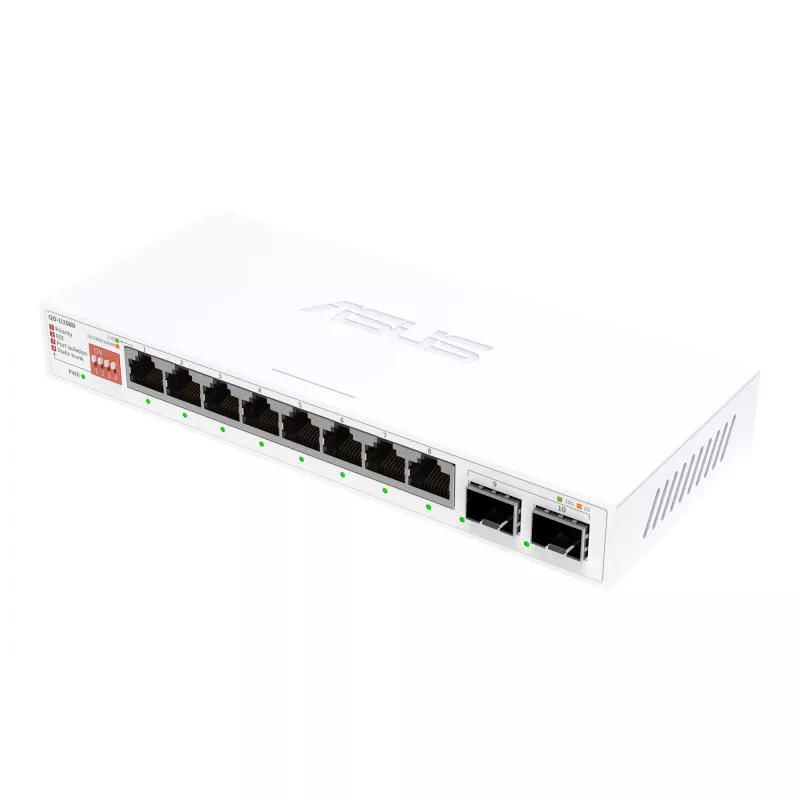 Nevaldomas Ethernet komutatorius ASUS QG-U1080 — 8 × 2.5G RJ-45 prievadai, MAC 16K, baltas, 12V