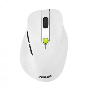Pelė ASUS MD105 /VT-GN — dešinei rankai RF belaidė + Bluetooth, 2400 DPI, slinkties ratukas, maitinama baterijomis, balta/žalia