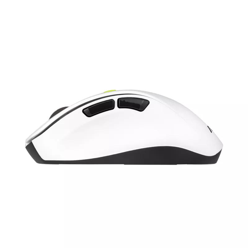 Pelė ASUS MD105 /VT-GN — dešinei rankai RF belaidė + Bluetooth, 2400 DPI, slinkties ratukas, maitinama baterijomis, balta/žalia