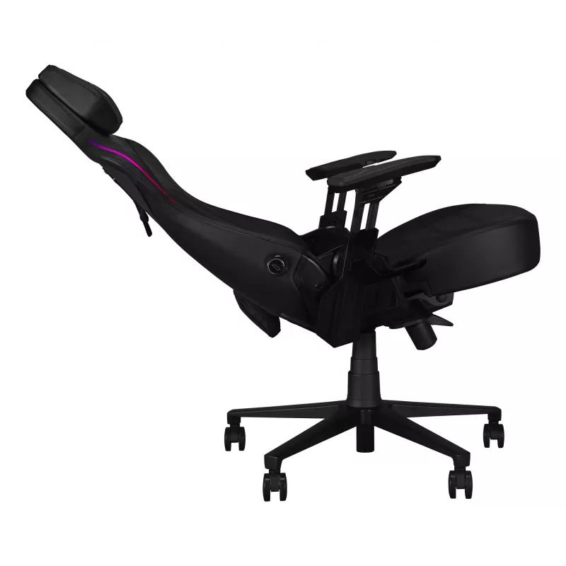 Universali žaidimų kėdė ASUS ROG Courser – paminkštinta sėdynė, maks. svoris 136 kg, sėdynė 670×700 mm, min. aukštis 140 cm, juoda