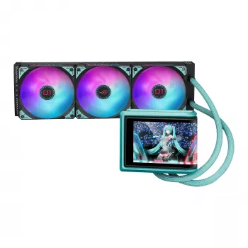 ASUS ROG RYUO IV 360 ARGB Hatsune Miku Edition procesoriaus vandens aušintuvas 12 cm juodas, turkio spalvos