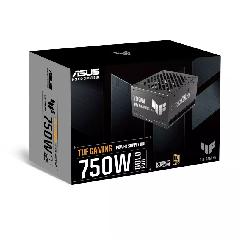Maitinimo blokas ASUS TUF Gaming 750G EVO — 750 W, ATX, 80 PLUS Gold, 20+4 kontaktų, juodas