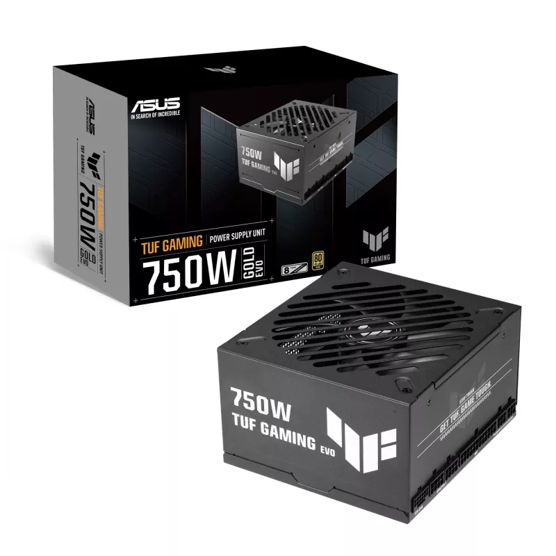 Maitinimo blokas ASUS TUF Gaming 750G EVO — 750 W, ATX, 80 PLUS Gold, 20+4 kontaktų, juodas