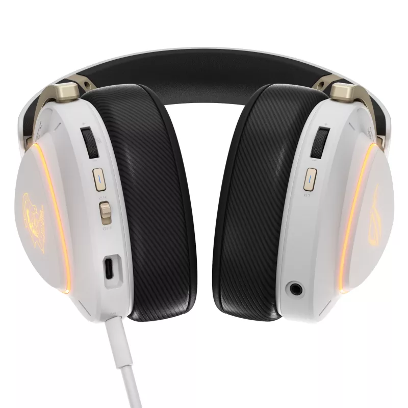 Ausinės ASUS ROG Delta II-KJP — uždaro tipo, laidinės ir belaidės (Bluetooth), 20–20000 Hz, 325 g, juodos/baltos