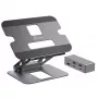 j5create JTS327 Daugiakampis 4K Docking stovas nešiojamam kompiuteriui, pilka, aliuminis, 40,6 cm (16 colių), 4 kg, Windows / Mac