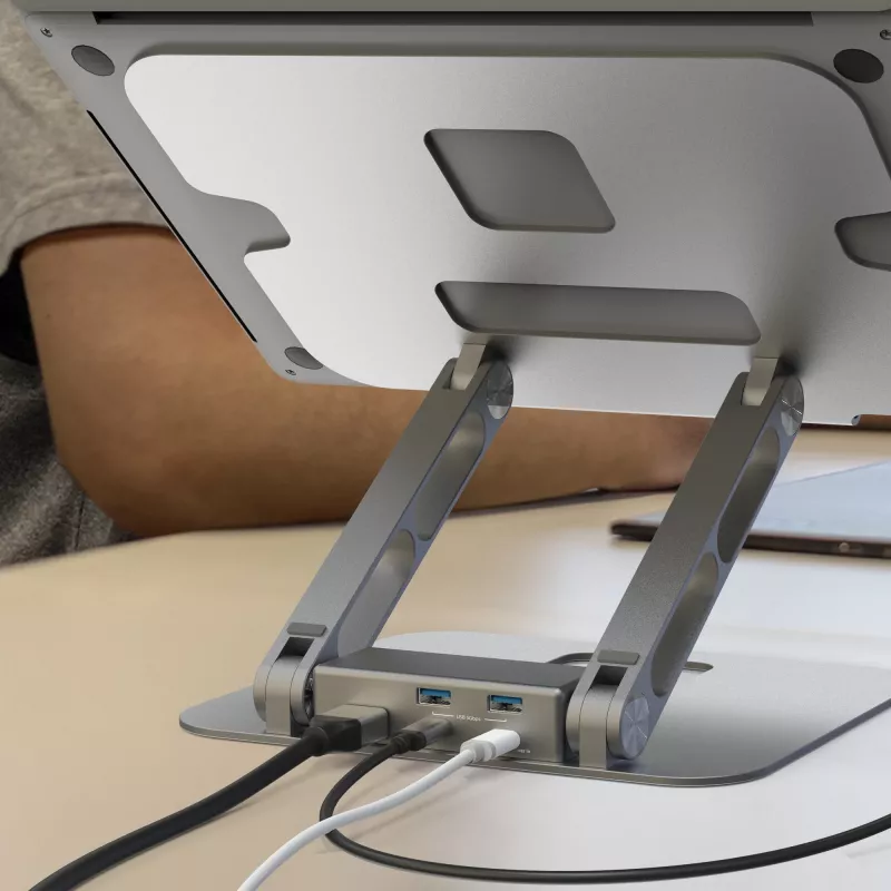 j5create JTS327 Daugiakampis 4K Docking stovas nešiojamam kompiuteriui, pilka, aliuminis, 40,6 cm (16 colių), 4 kg, Windows / Mac