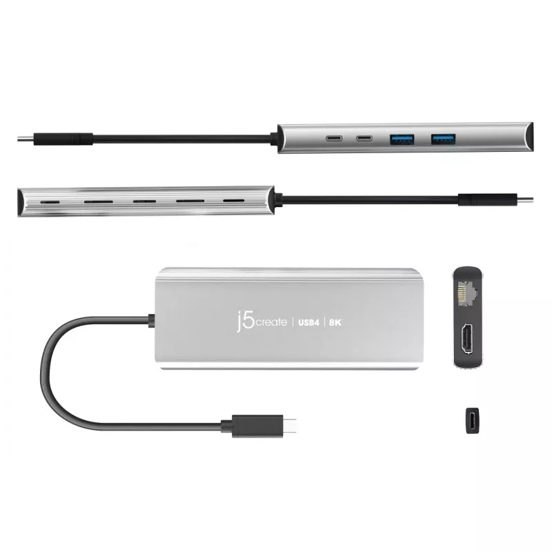 j5create JCD403 USB4 8K kelių prievadų stotelė USB Type-C HDMI RJ-45