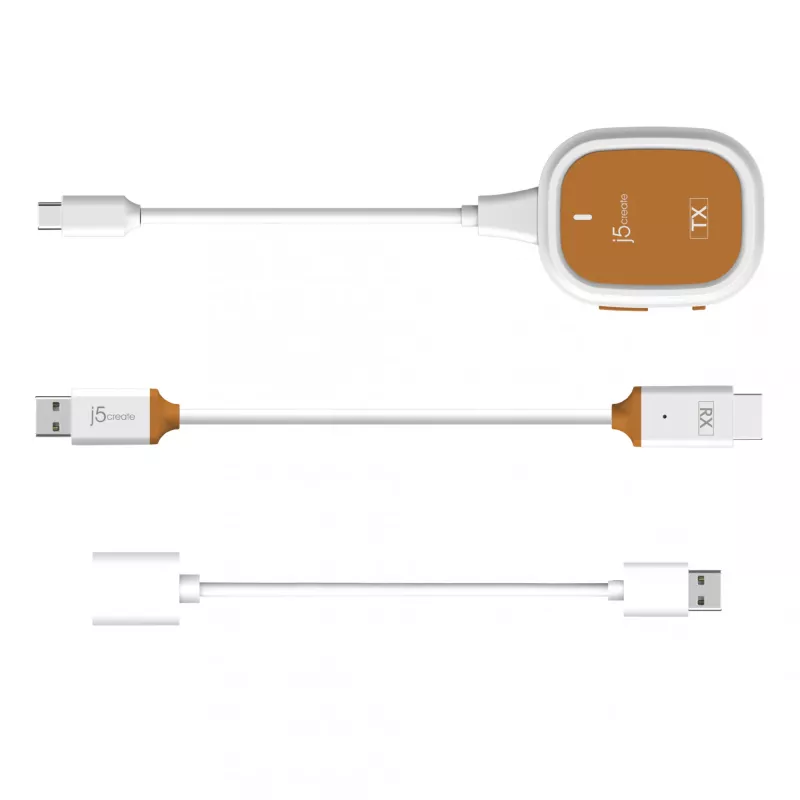 j5create ScreenCast FHD USB-C belaidis ekrano plėtiklis, dongle, USB, USB Type-C, baltas, 1 A, 0 - 40 °C