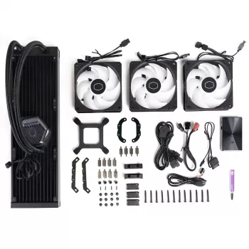 Skysčio aušinimo komplektas Cooler Master MasterLiquid 360 ATMOS 12 cm Juodas