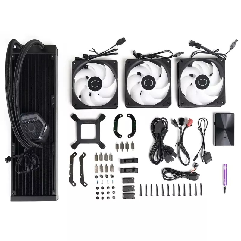 Skysčio aušinimo komplektas Cooler Master MasterLiquid 360 ATMOS 12 cm Juodas