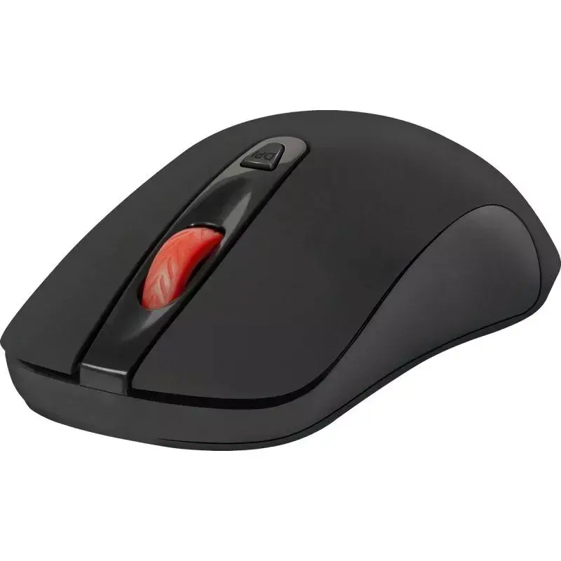 Belaidė RF tyli optinė pelė DEFENDER Nexus MS-195 — 1600 DPI, 2,4 GHz, Nano USB, abirankė, 2×AAA, juoda