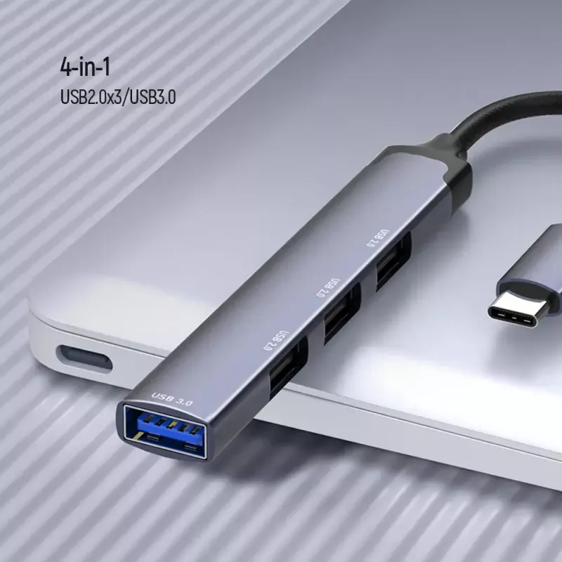 Docking stotelė ColorWay CW-HUB04 4-in-1 USB-C — HDMI, Gigabit Ethernet, USB-A, PD praėjimas