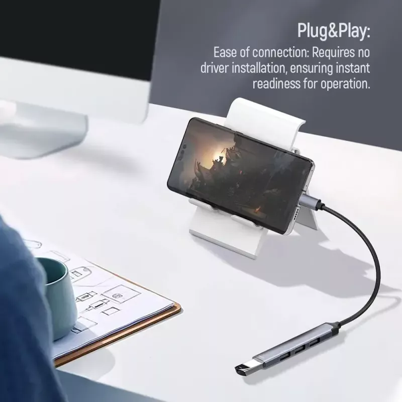 Docking stotelė ColorWay CW-HUB04 4-in-1 USB-C — HDMI, Gigabit Ethernet, USB-A, PD praėjimas