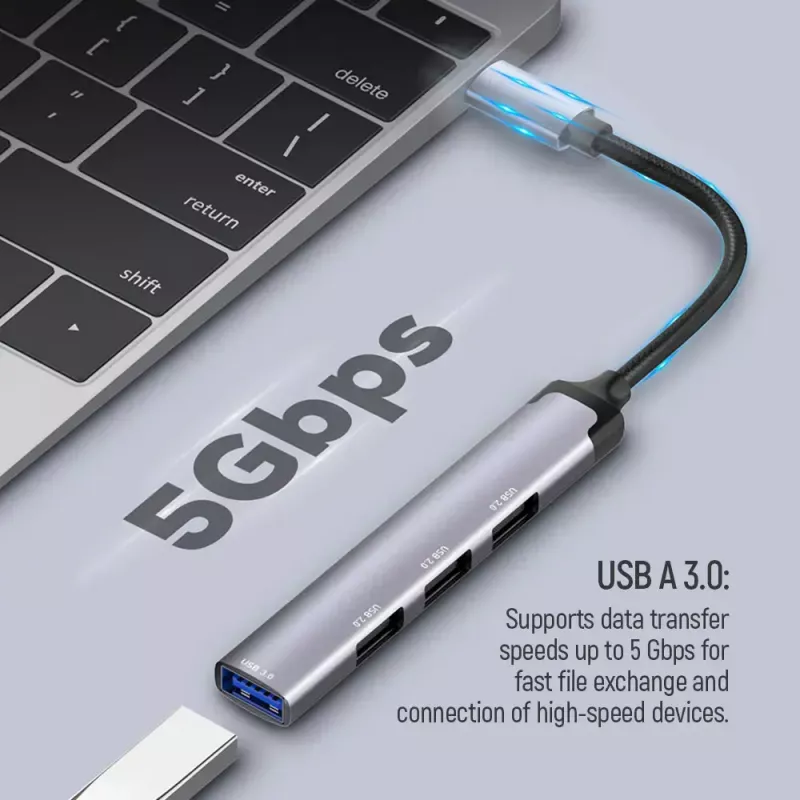 Docking stotelė ColorWay CW-HUB04 4-in-1 USB-C — HDMI, Gigabit Ethernet, USB-A, PD praėjimas